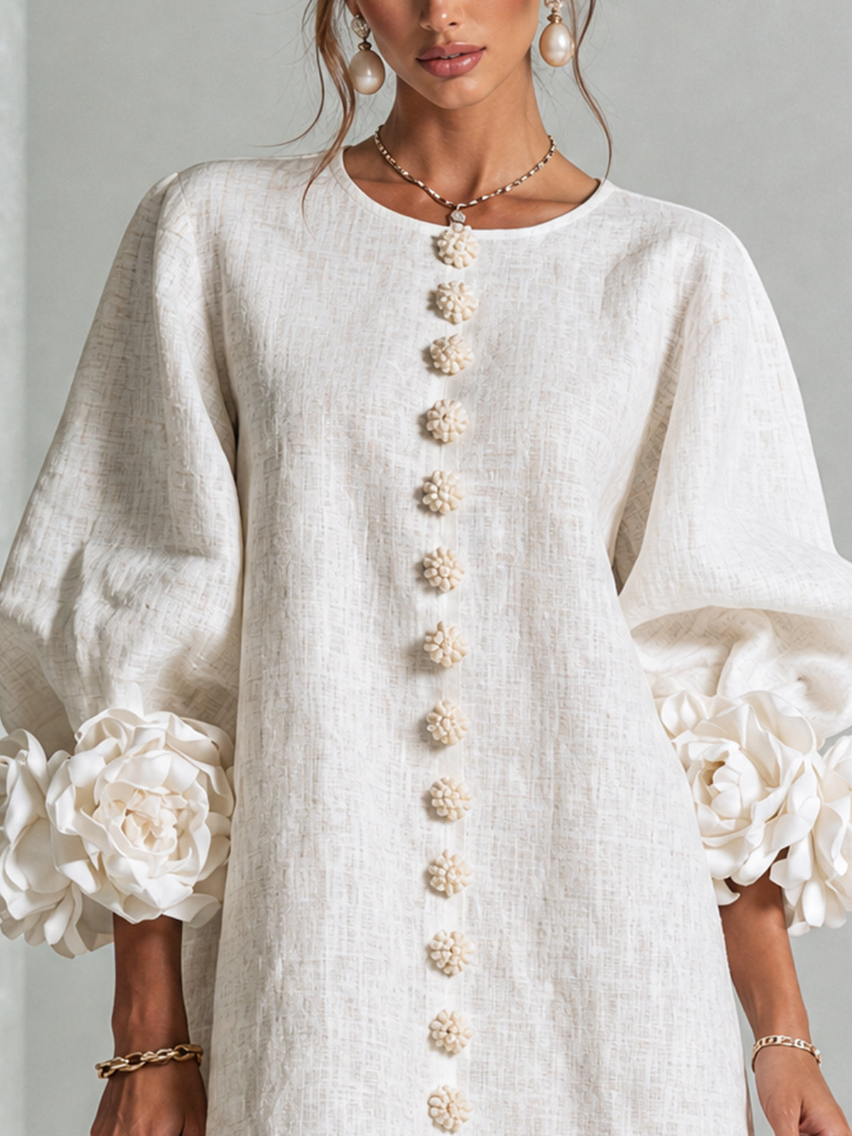 Vestido Mini Florence con Botones y Estampado Floral