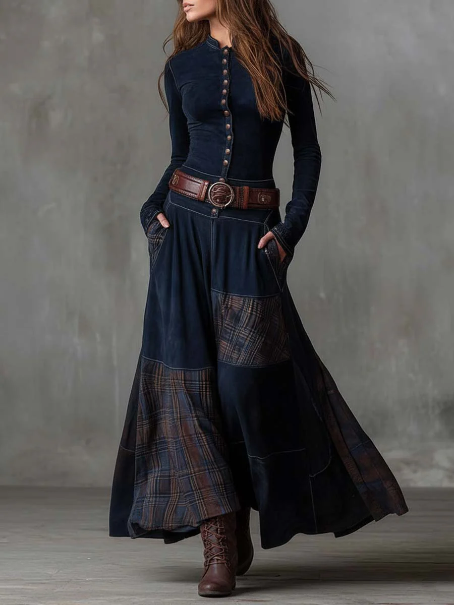Elisa Vestido Maxi de Ante con Cinturón