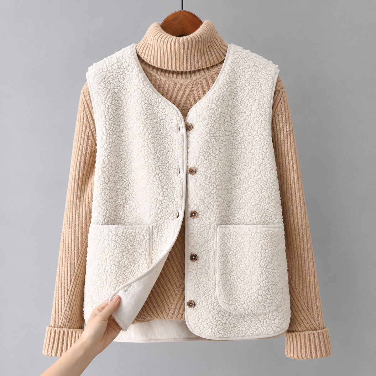 Elowen Chaleco Sherpa con Botones