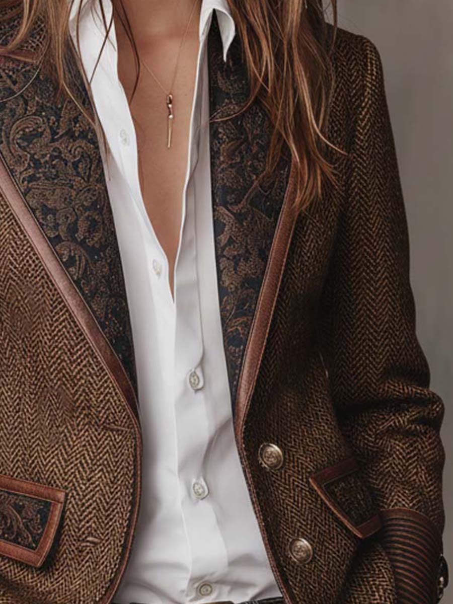 Gisèle | Blazer con Paneles de Estampado Chevron