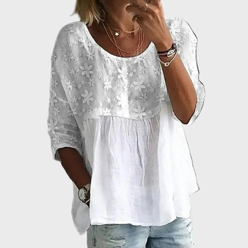 Lara Blusa Bordado Blanco