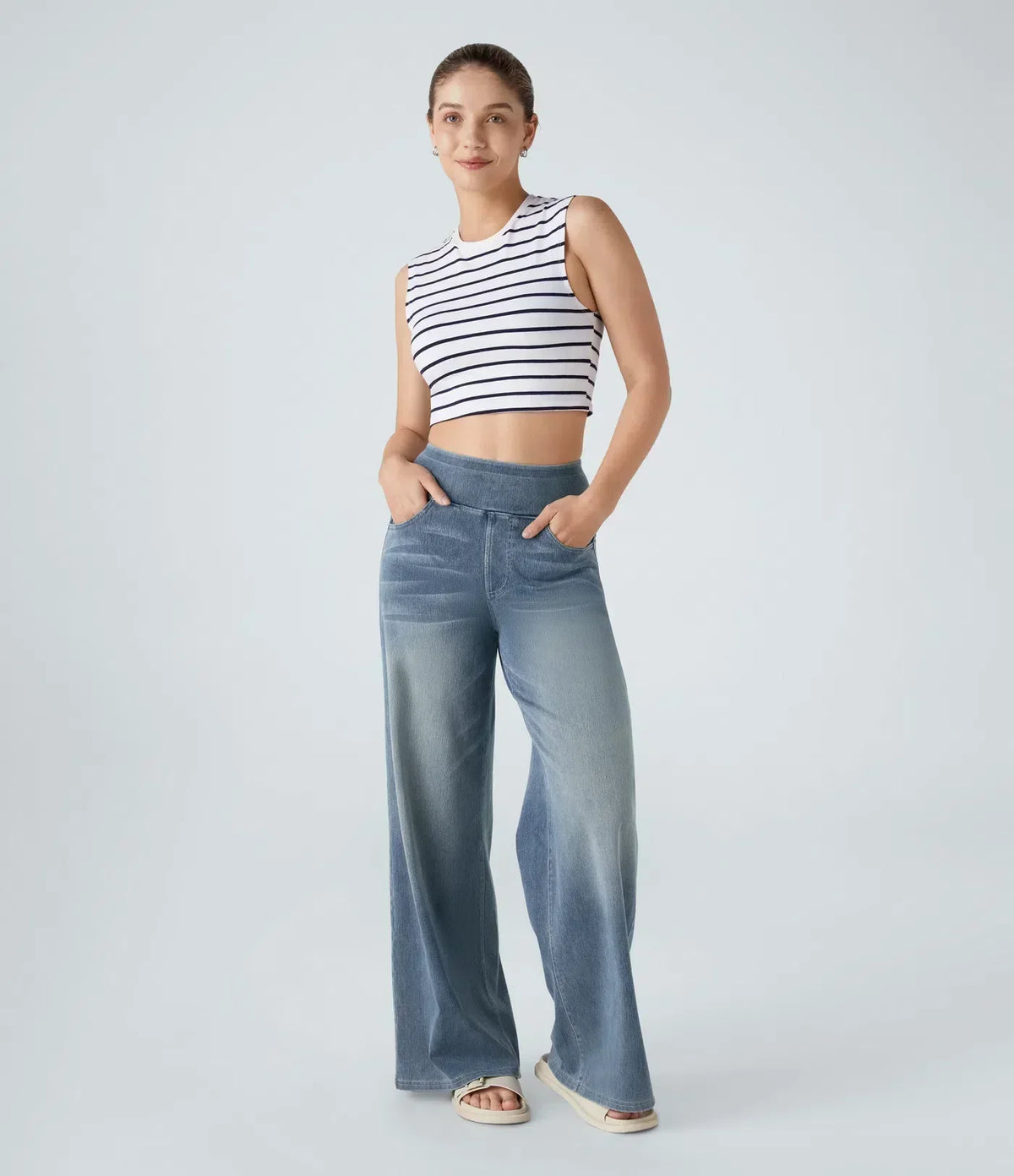 Eva | Pantalón Elástico de Cintura Alta y Cómodo