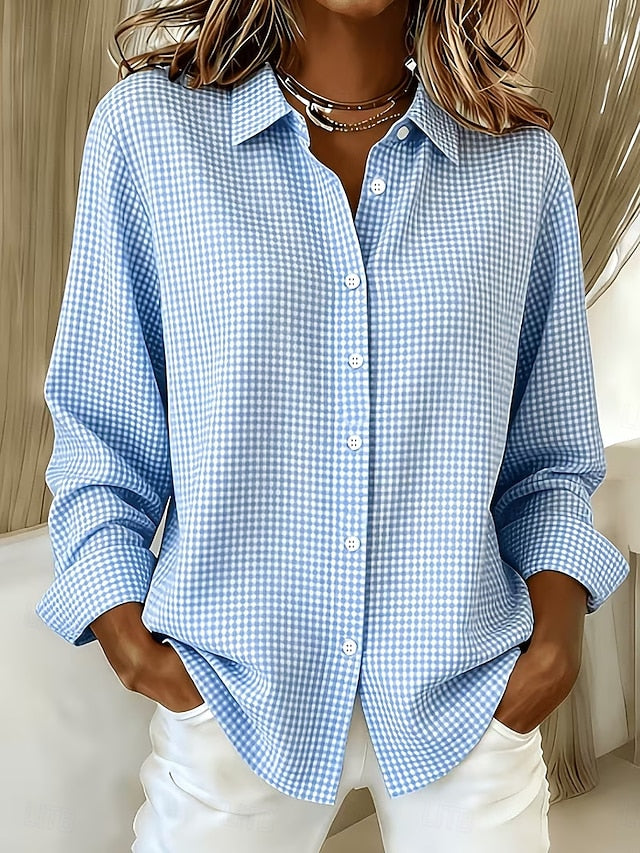 Hillrose | Blusa Relajada de Cuadros Vichy con Botones