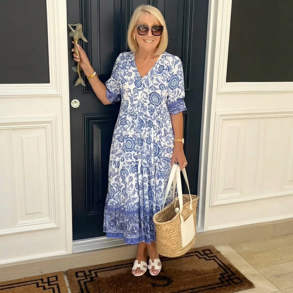 Ellie Vestido Floral con Escote en V