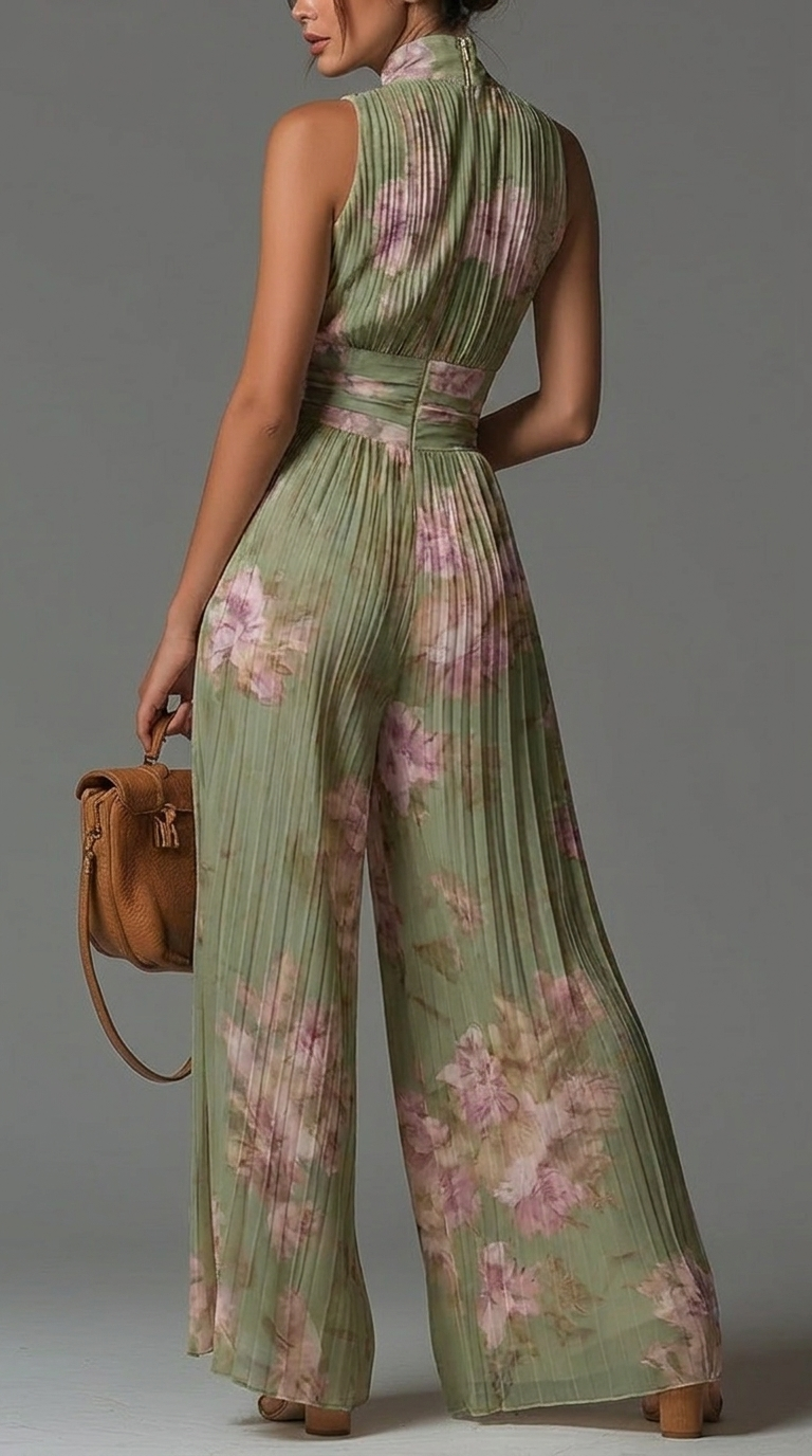Arabella Mono de Chifón Floral Plisado