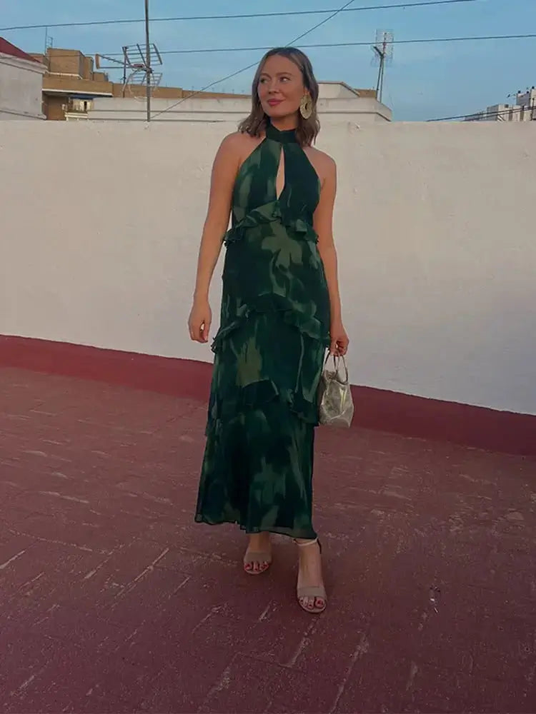 Silvia Vestido Maxi Halter Verde