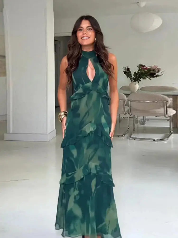 Silvia Vestido Maxi Halter Verde