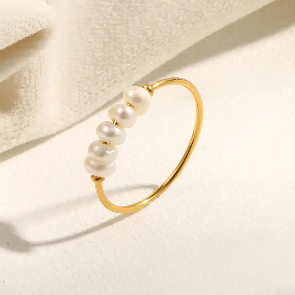 Elena Anillo Dorado con Perla de Agua Dulce
