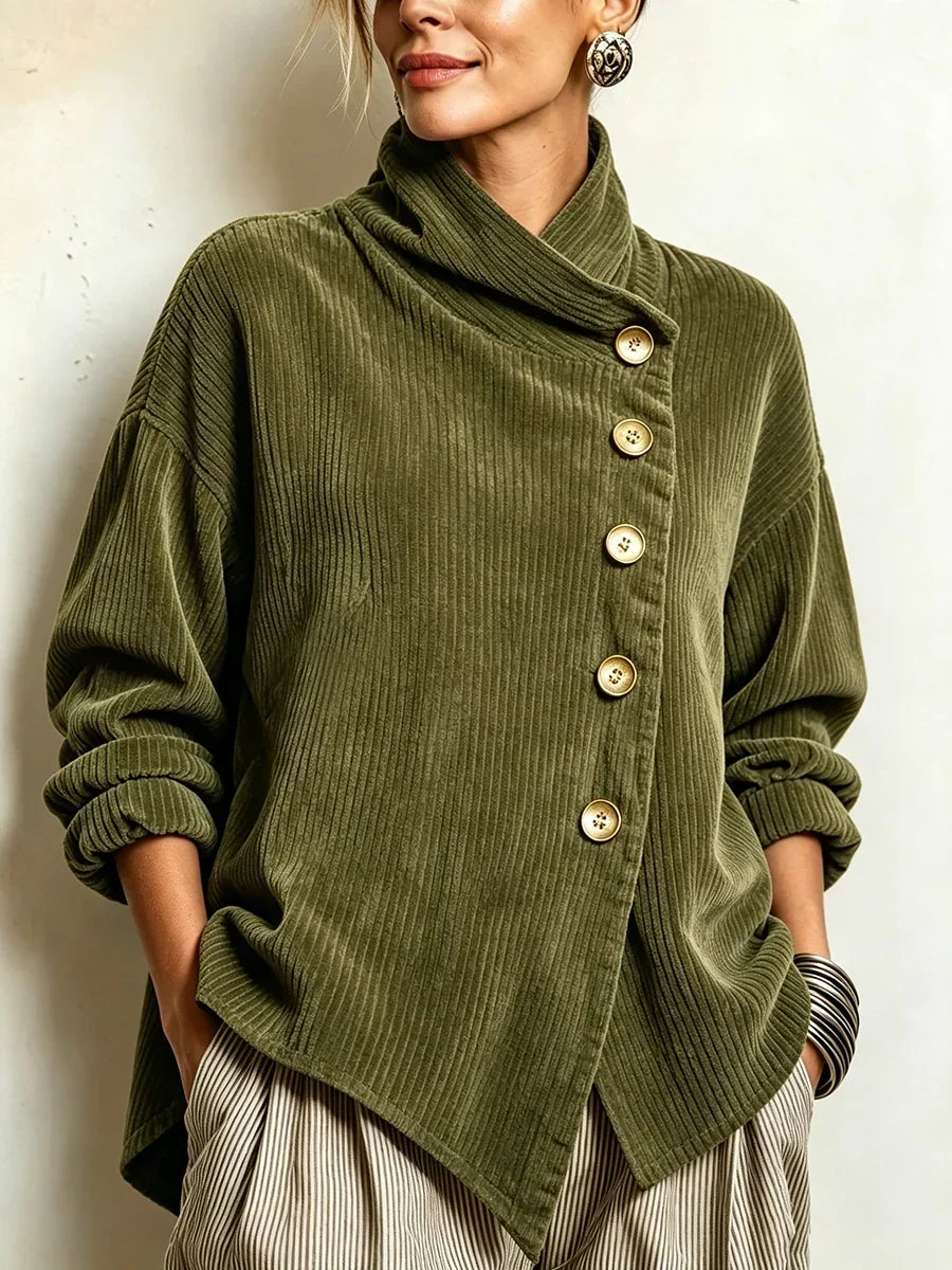 Irene | Blusa de Pana con Cuello Cruzado