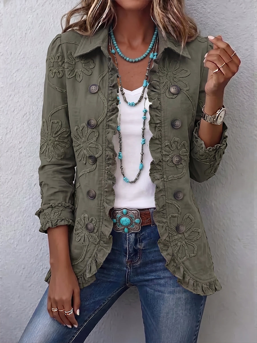 Faustine Chaqueta Bohemia Bordada con Flores