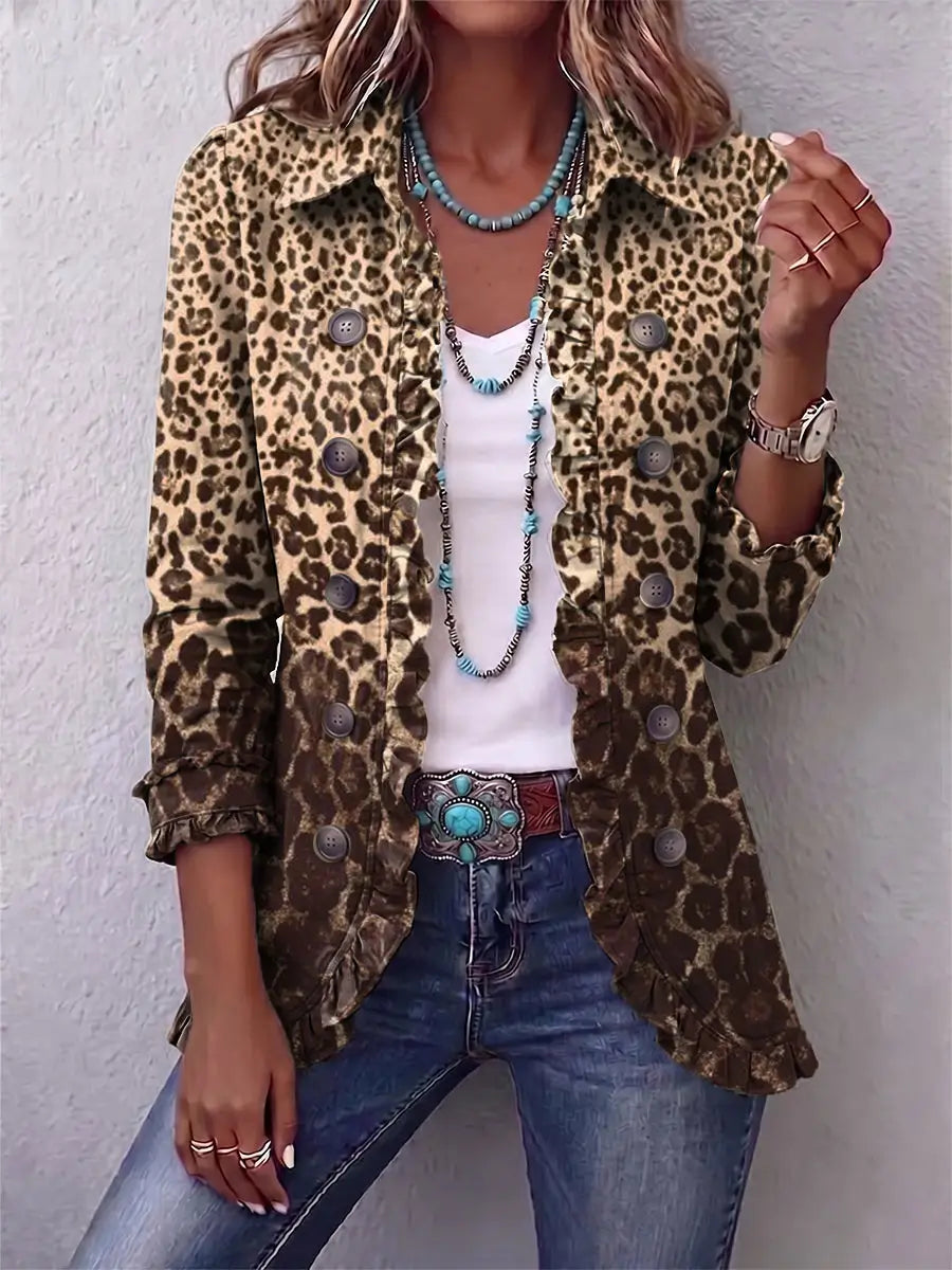 Gina | Chaqueta Animal Print con Volantes