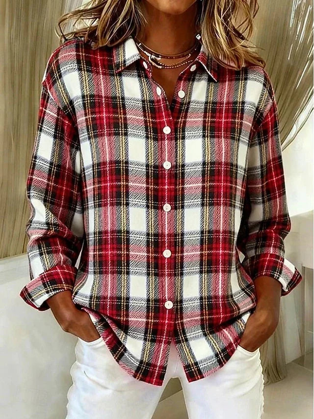 Dulcie Blusa de Cuadros Vintage con Botones