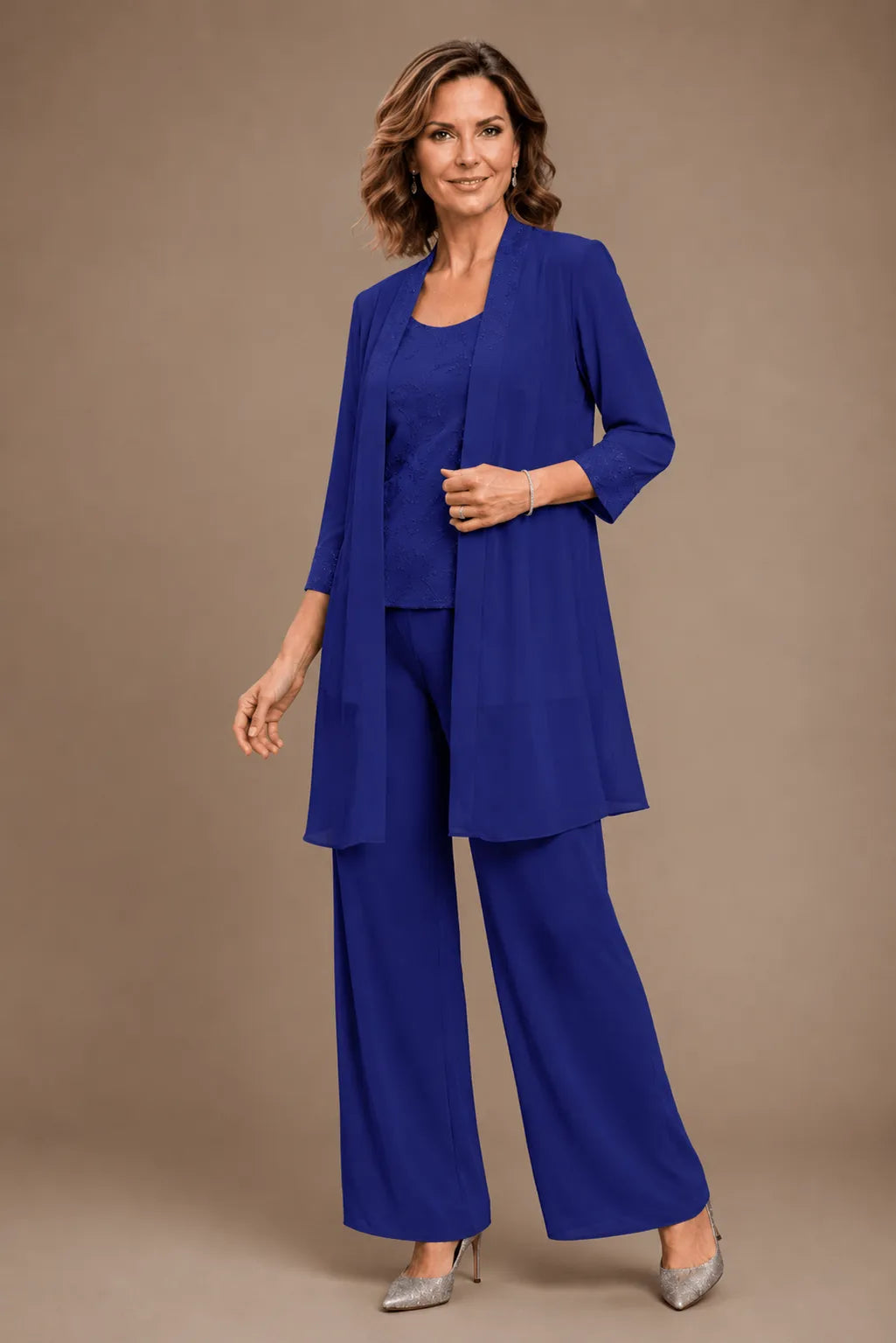 Evelyn Conjunto de Pantalón de Tres Piezas Bordado