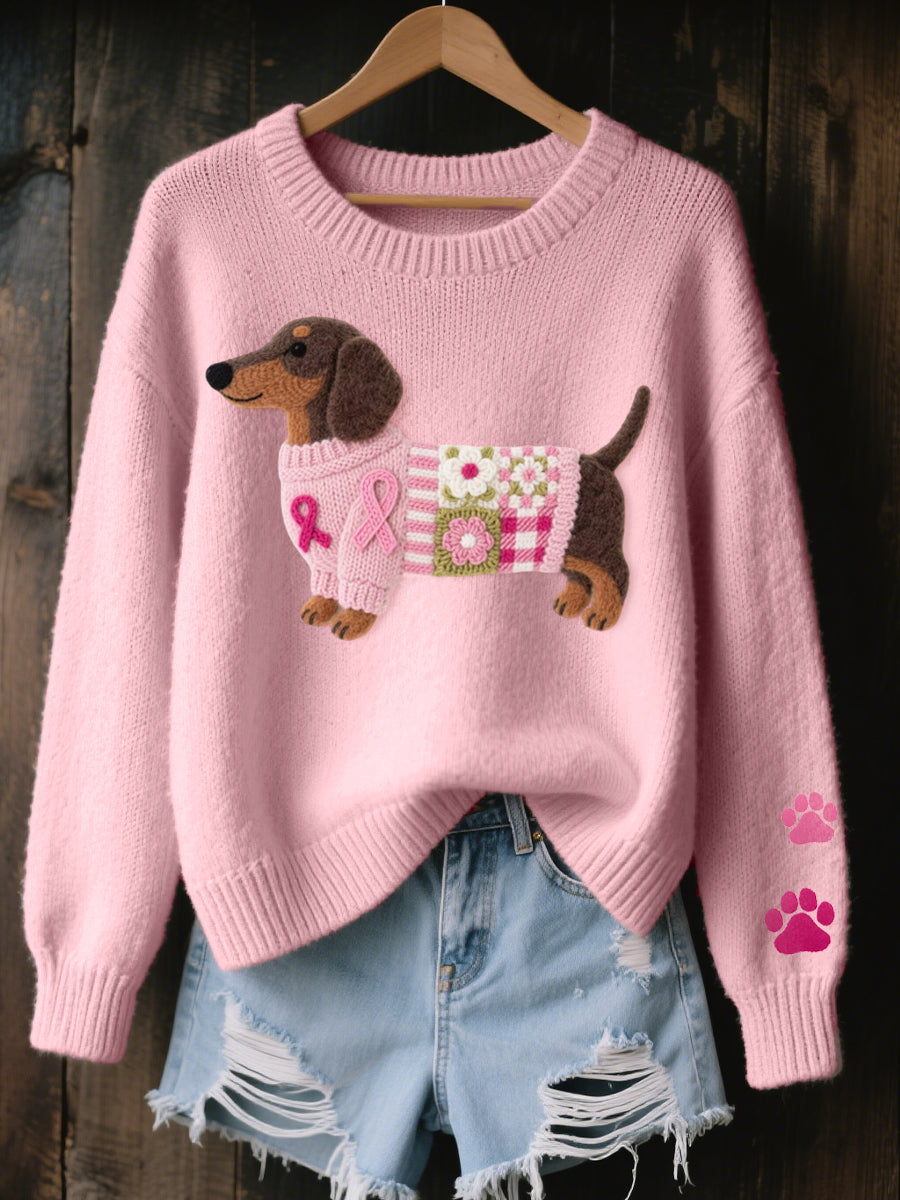 Clodagh | Jersey de Punto con Detalle de Perro Salchicha de Lana Fieltrada