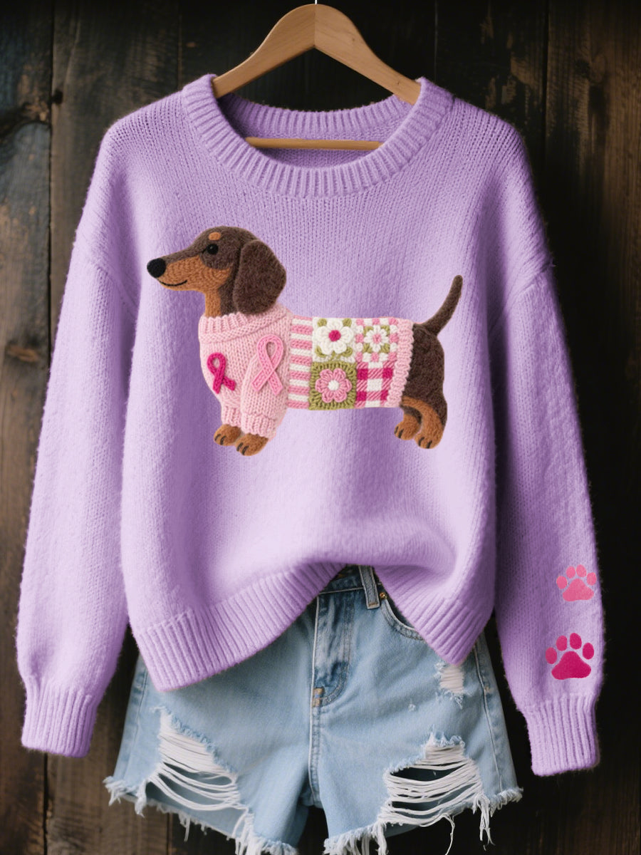 Clodagh | Jersey de Punto con Detalle de Perro Salchicha de Lana Fieltrada