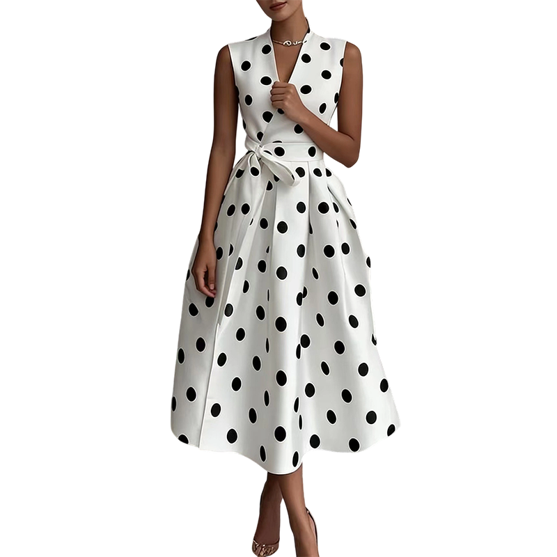 Dotty – Vestido de Lunares con Cuello en V