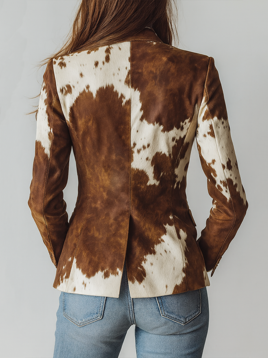 Agathe | Blazer Vintage Estampado de Vaca Eco-Friendly
