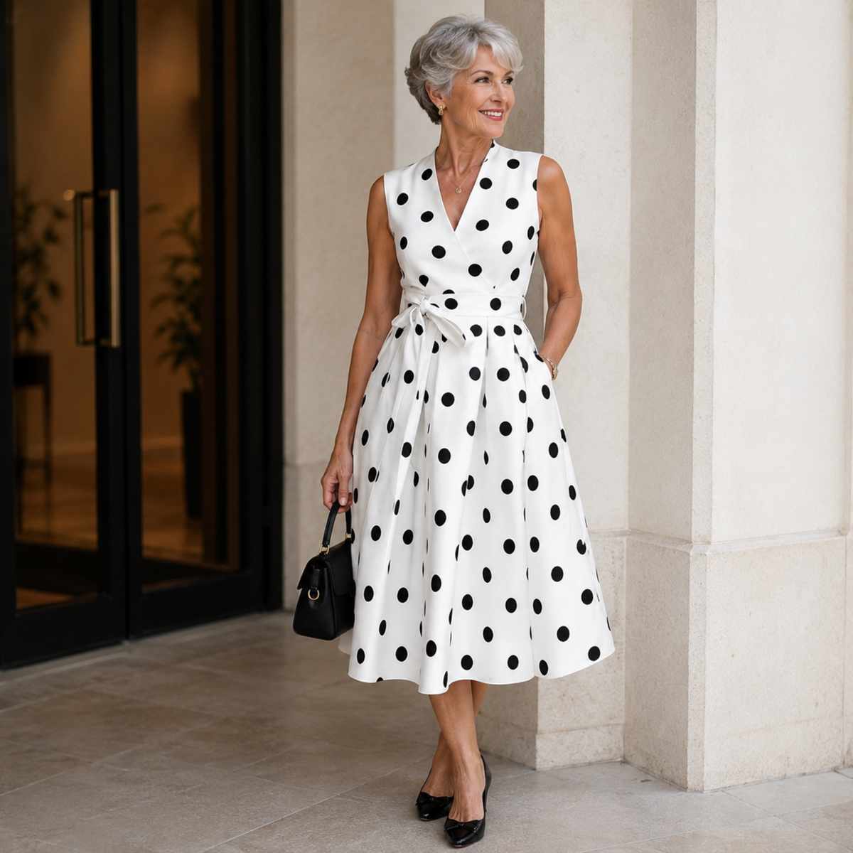 Dotty – Vestido de Lunares con Cuello en V
