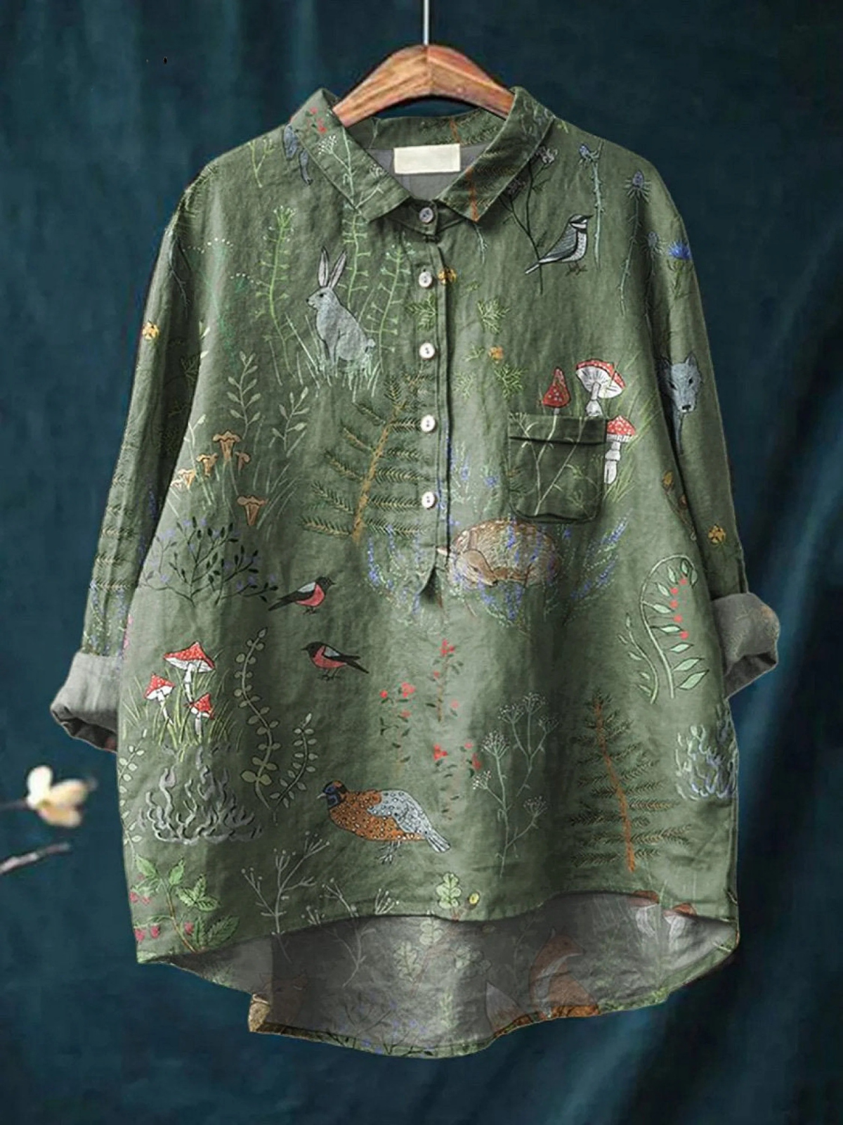 Emily | Camisa Casual Estampado Bosque y Animales