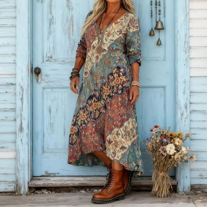 Emily Vestido Maxi Estampado Fluido