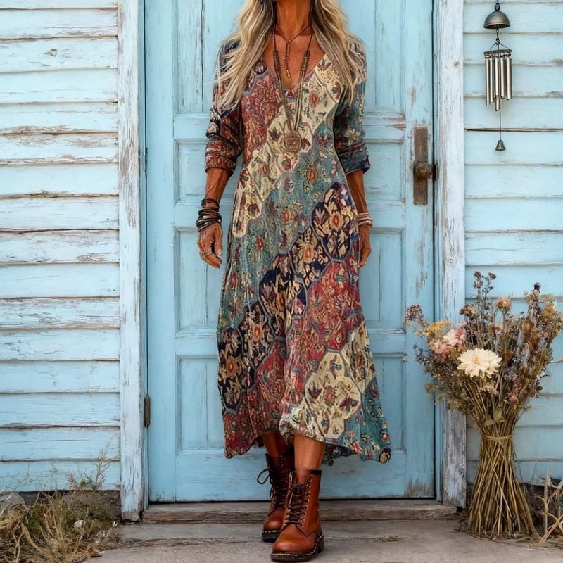 Emily Vestido Maxi Estampado Fluido