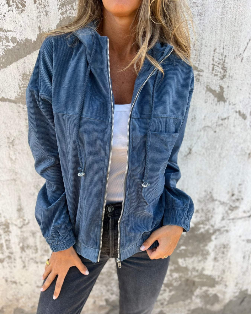 Eileen | Chaqueta de Pana con Capucha y Cremallera