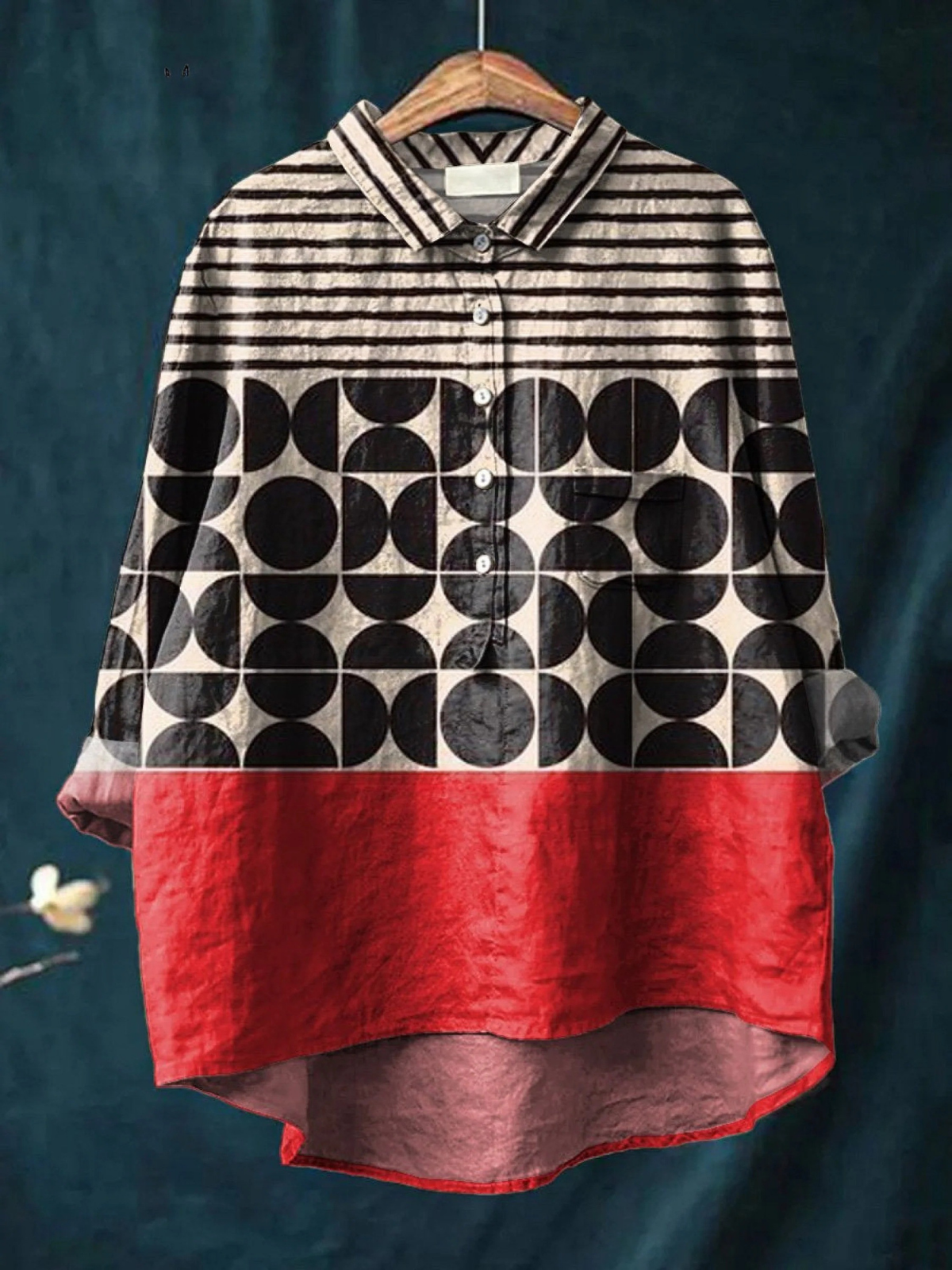 Freya | Camisa Casual con Estampado Geométrico Artístico