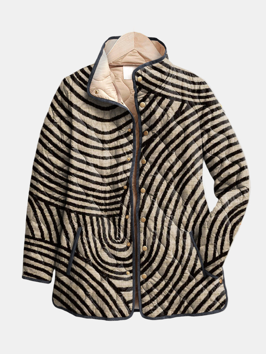Inaya | Chaqueta Acolchada con Diseño de Círculos Retro Dibujados a Mano