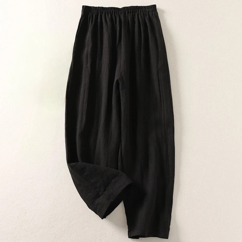 Faye – Pantalón Ancho de Algodón y Lino