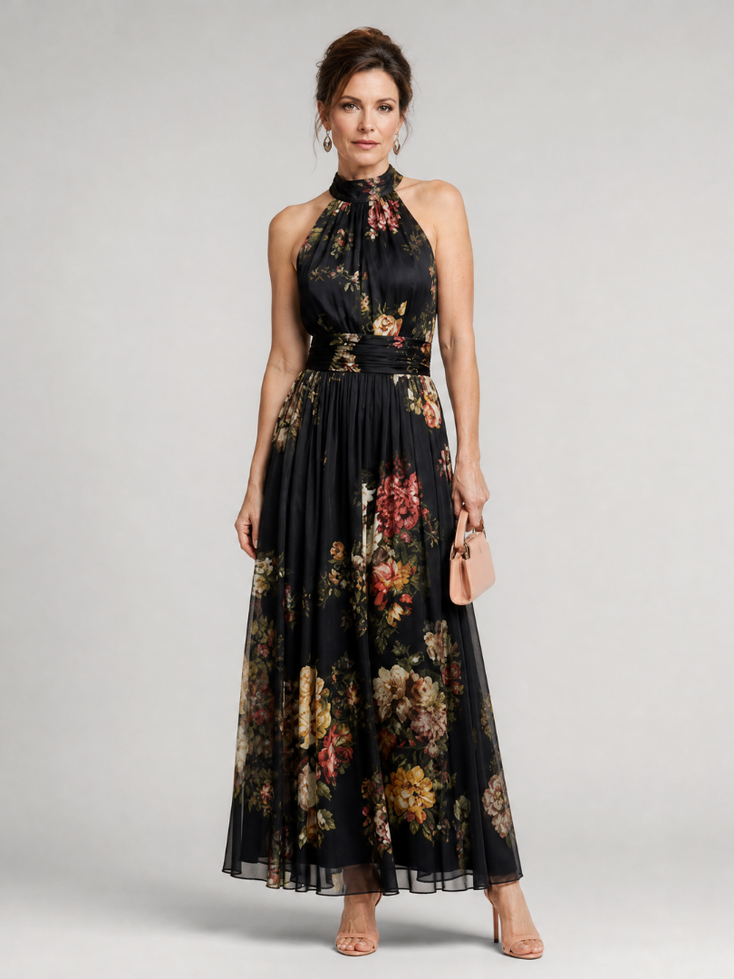 Iselle | Vestido Midi Fior Floral Cuello Halter