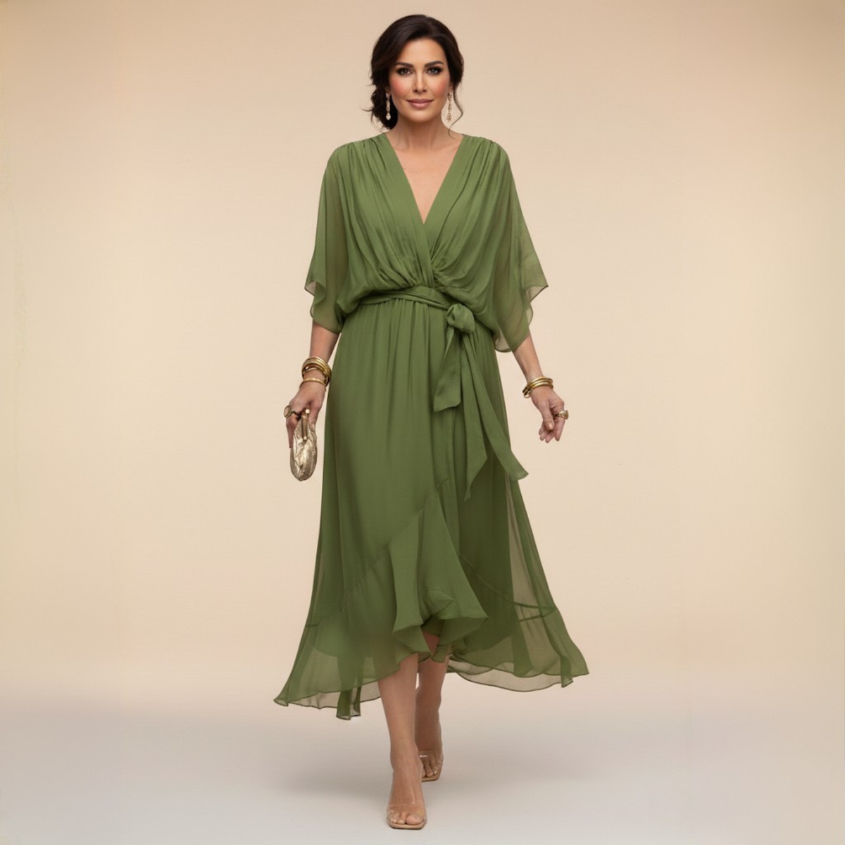 Iselle | Vestido Monica Fluido Cuello en V