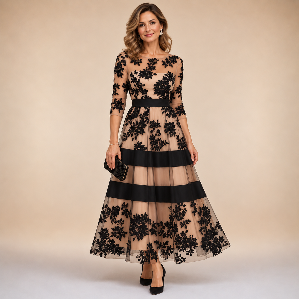 Victoria | Vestido Midi de Encaje Floral