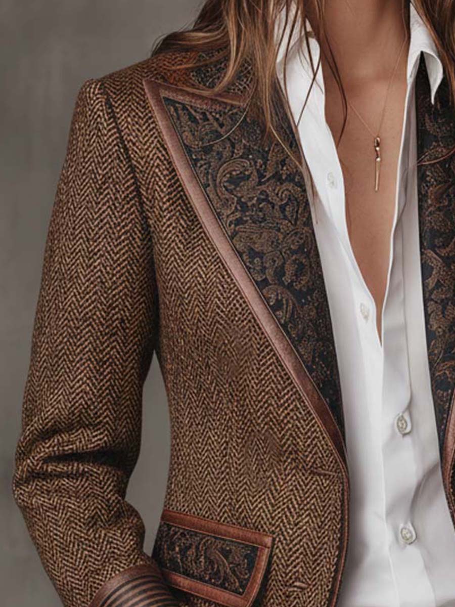 Gisèle | Blazer con Paneles de Estampado Chevron