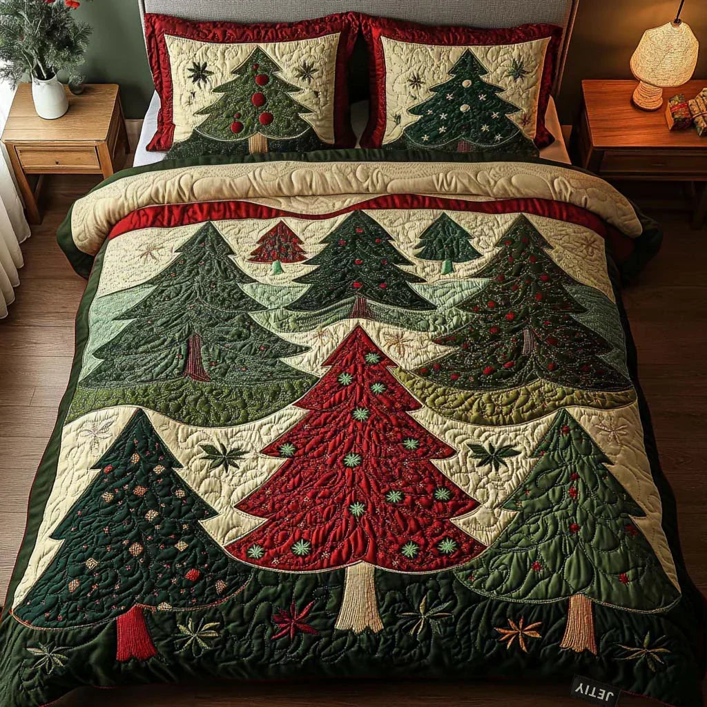 Juego de Cama Acolchado Bosque de Navidad de 3 Piezas