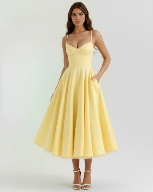 Selene Vestido Midi Amarillo