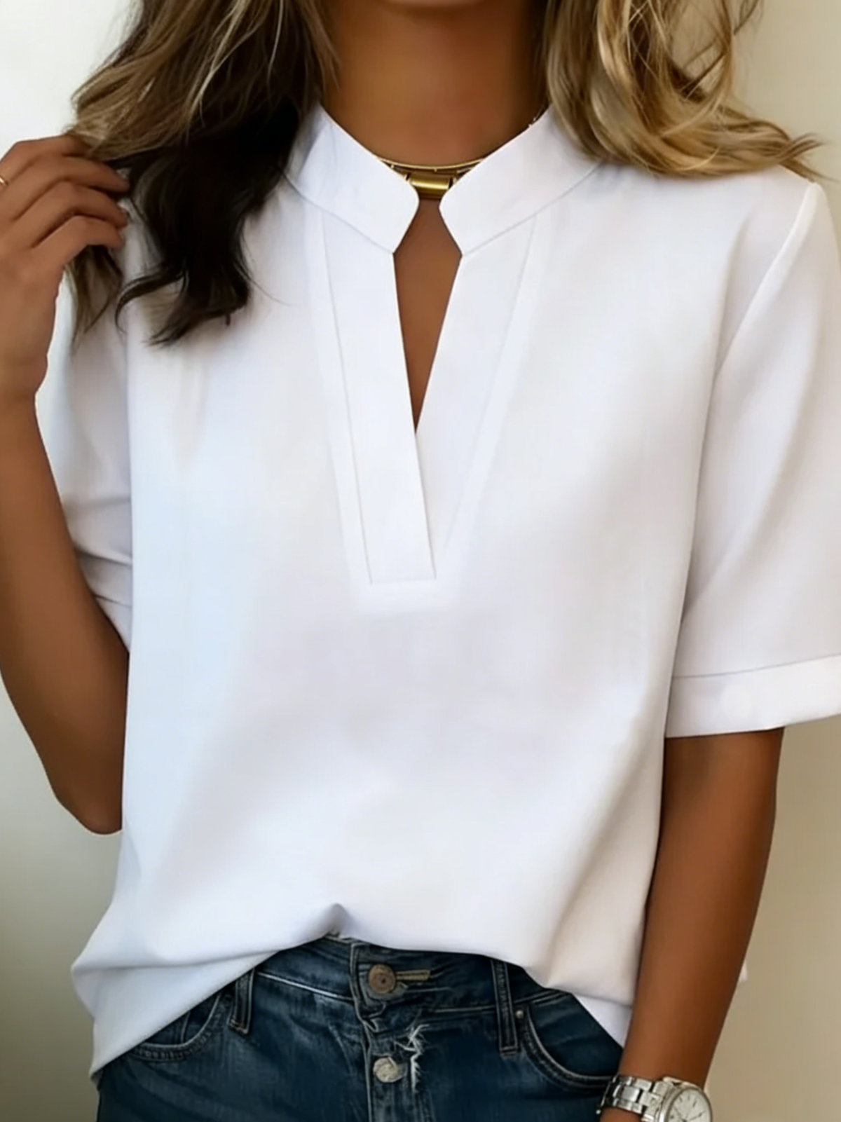 Elise - Blusa Elegante con Cuello Refinado