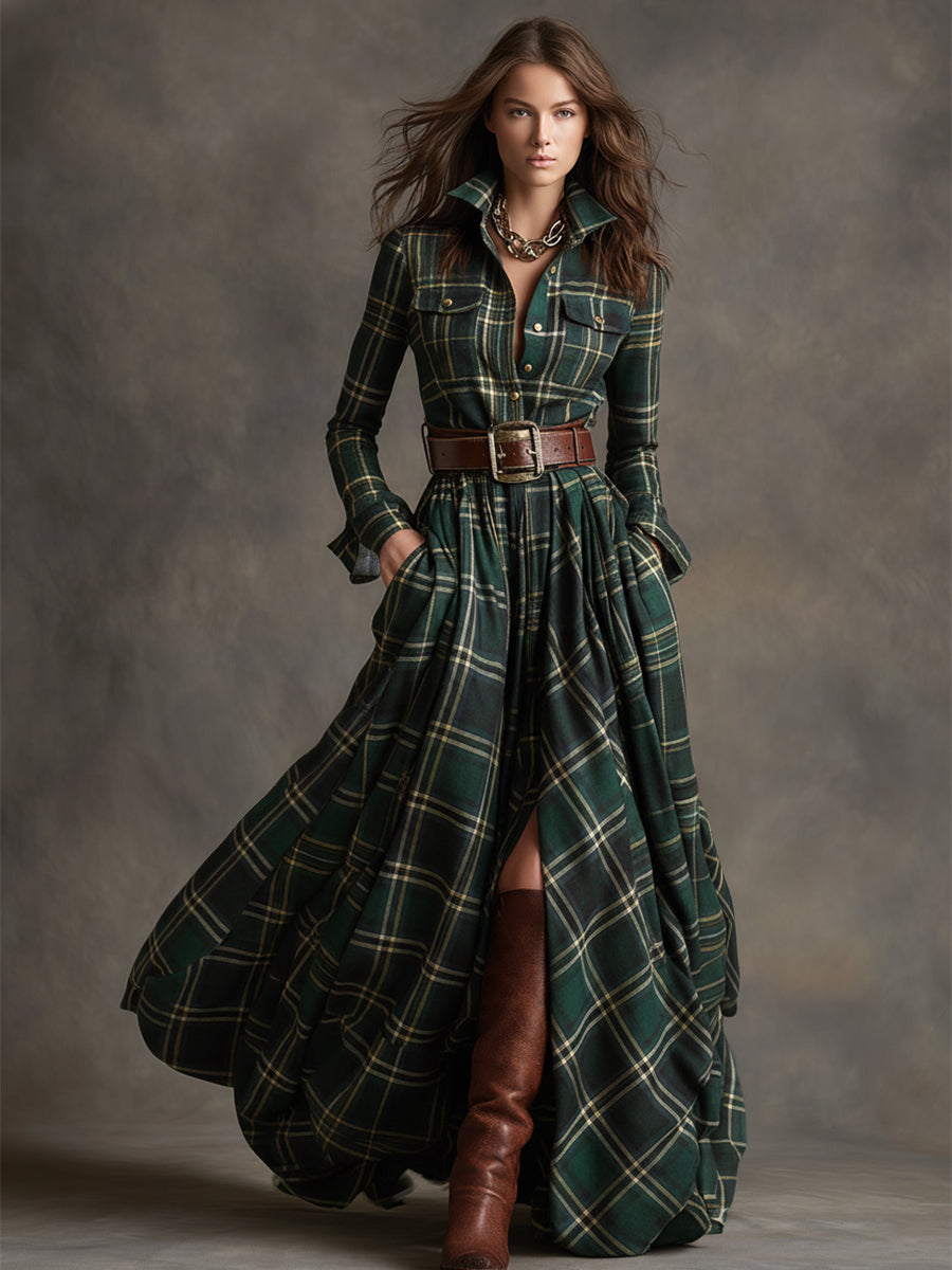 Henrietta | Vestido Camisero Largo con Cinturón y Botones