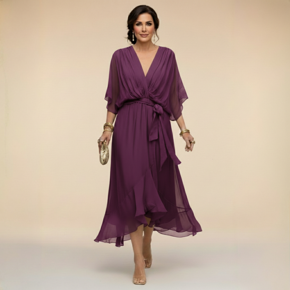 Iselle | Vestido Monica Fluido Cuello en V