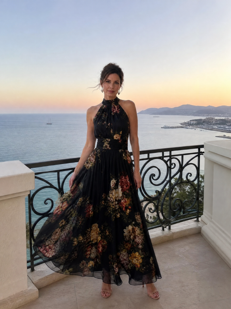 Iselle | Vestido Midi Fior Floral Cuello Halter