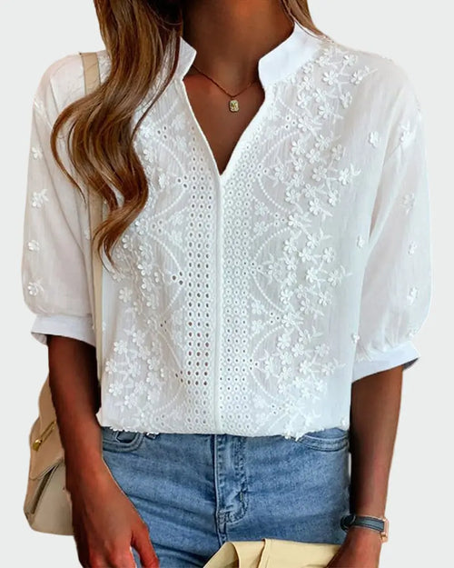 Carlota Blusa Bordado Blanco