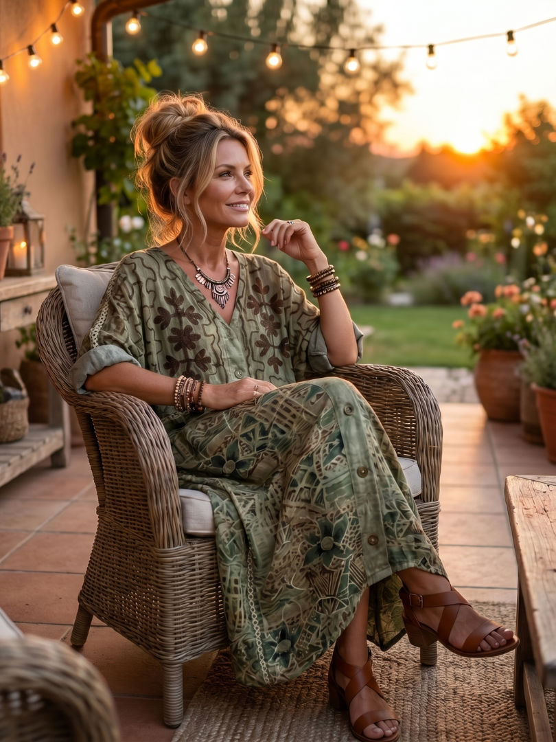 Aleta Vestido Midi Oversize con Botones y Bolsillos