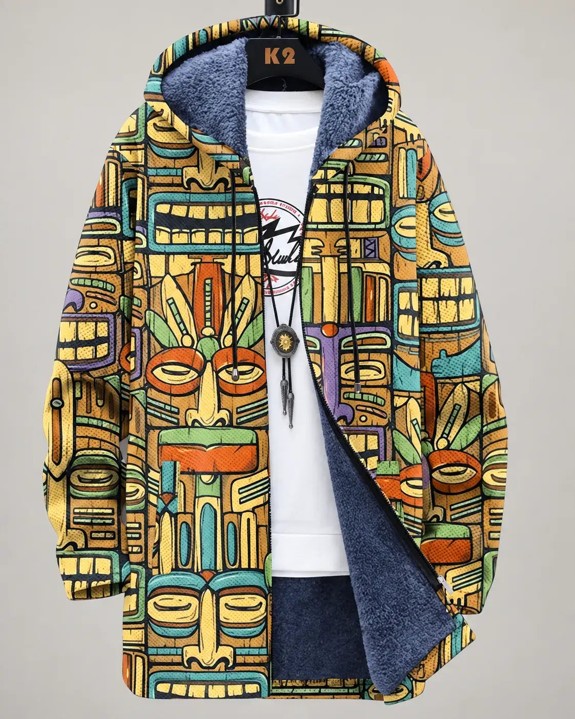 Amara Chaqueta con Capucha de Estampado Artístico