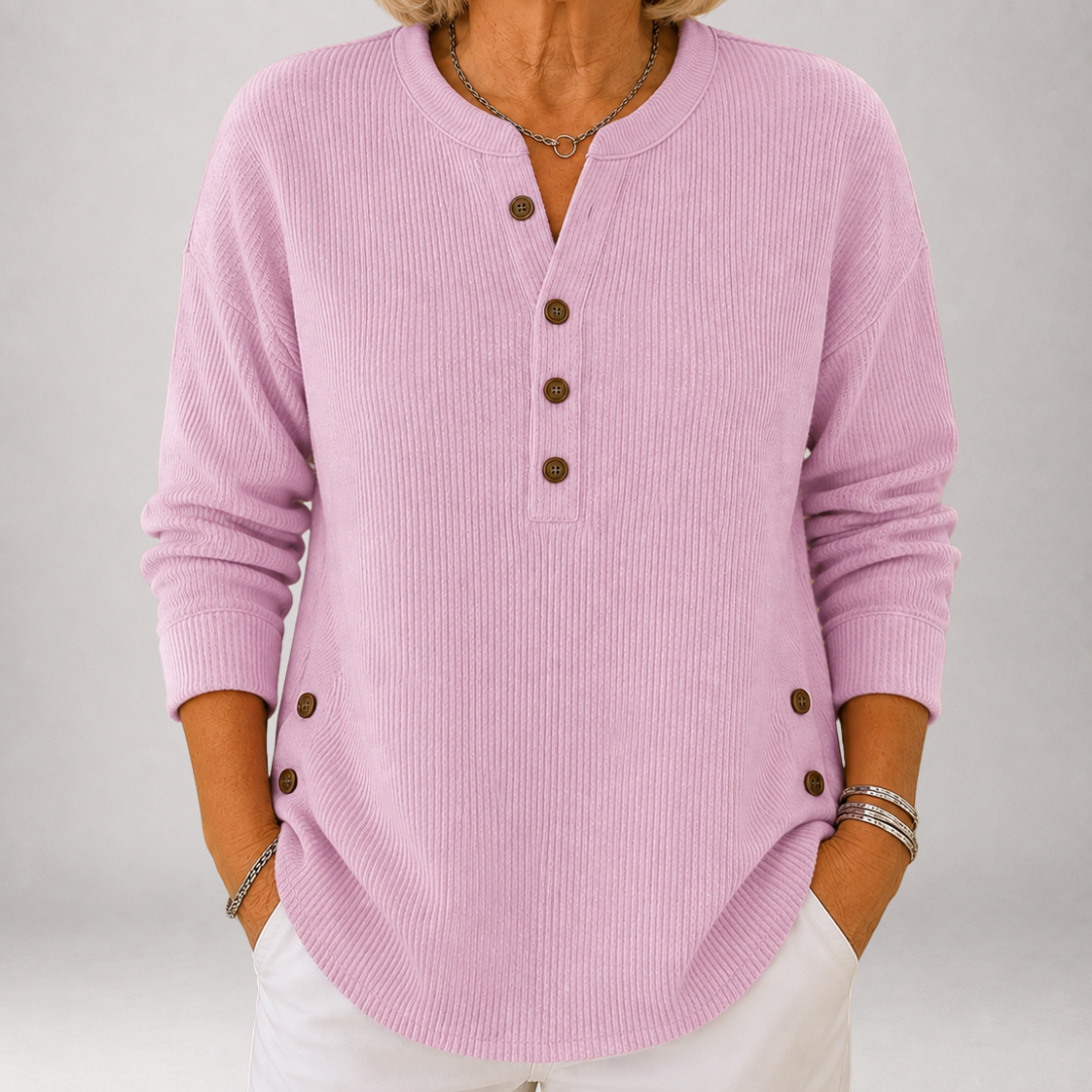 Inessa | Túnica Henley Canalé con Botones Laterales