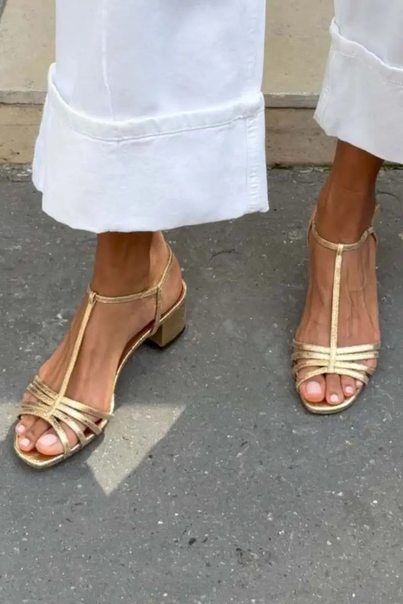 Allegra Sandalias Doradas de Tiras