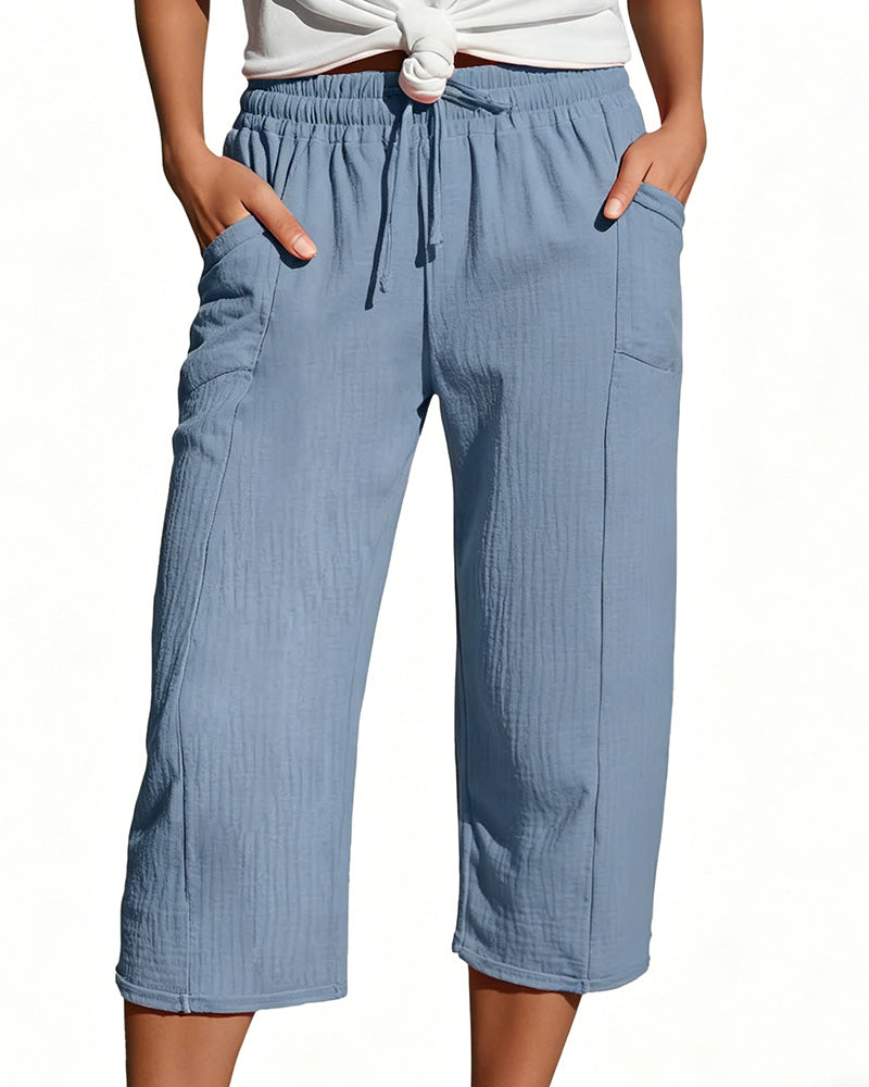 Cleo – Pantalón Ancho Capri de Algodón