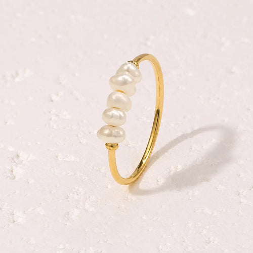 Elena Anillo Dorado con Perla de Agua Dulce