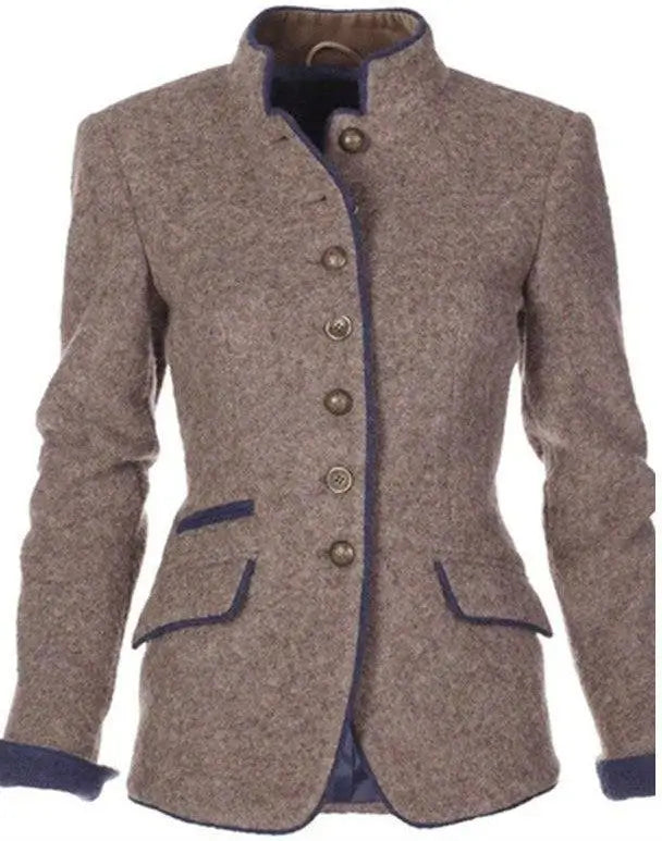 Adelaide | Chaqueta de Cuello Alto en Mezcla de Lana