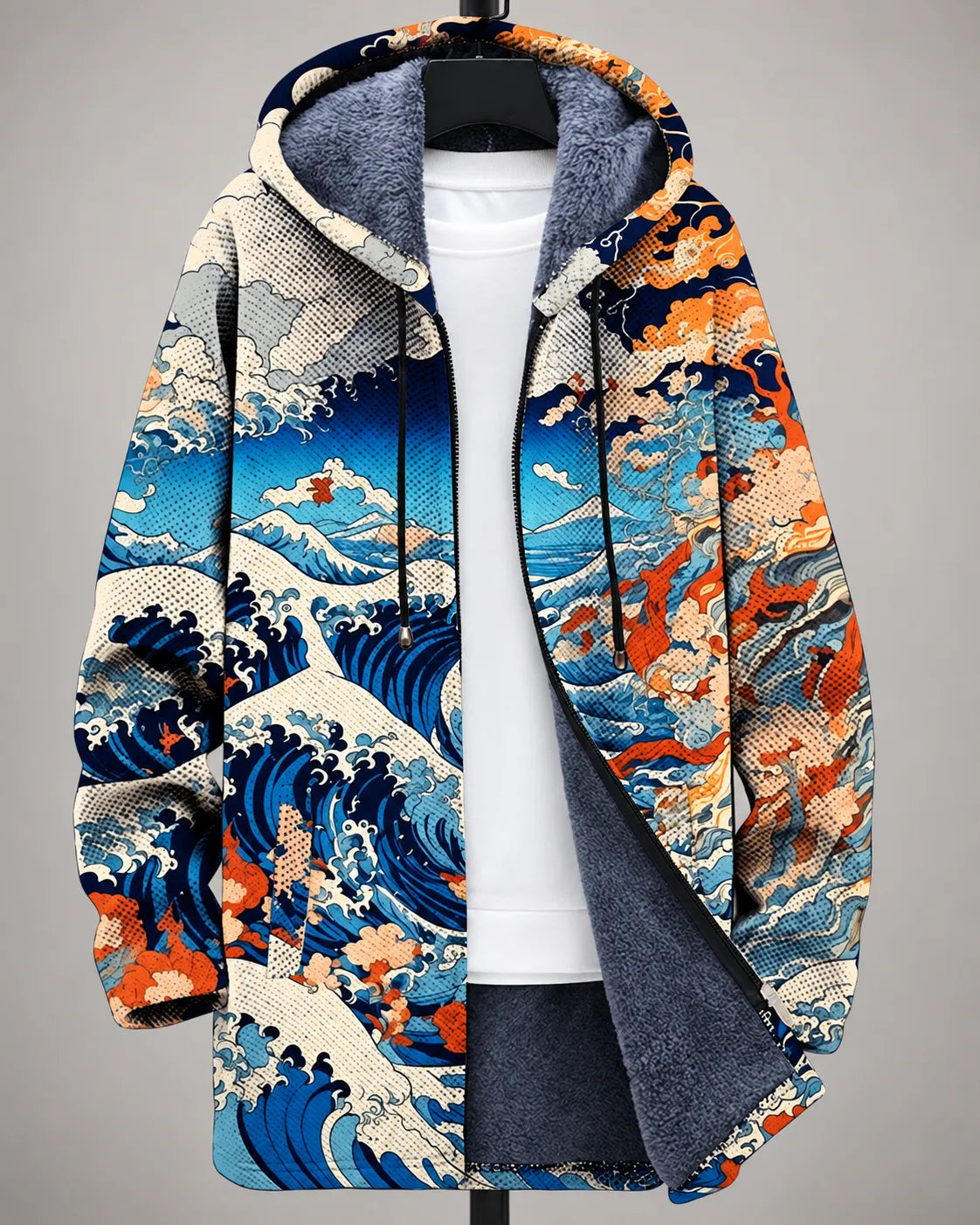 Amara Chaqueta con Capucha de Estampado Artístico