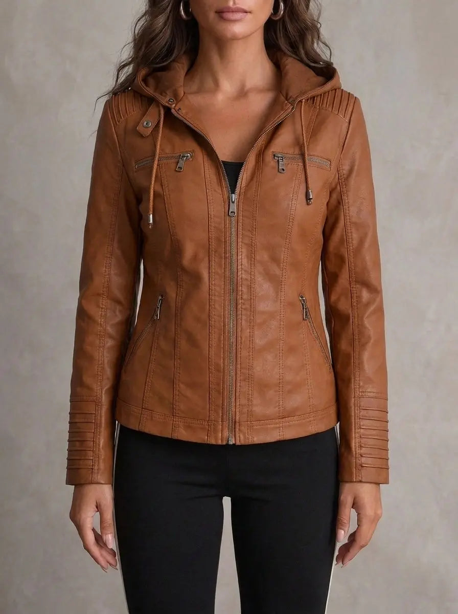 Carmen | Chaqueta efecto piel con capucha