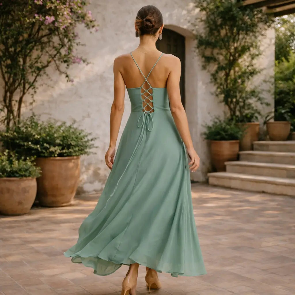 Celeste Vestido Maxi Slip Verde